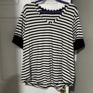Universal Standard Black and White Striped Tee